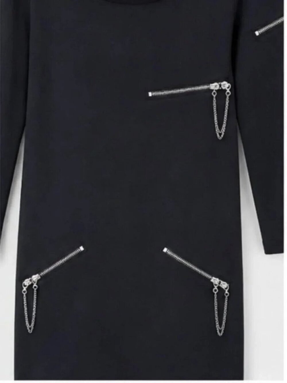 RARE Alice + Olivia Minimalist Y2K Zipper Detail Sweater Minidress Black - Picture 4 of 10